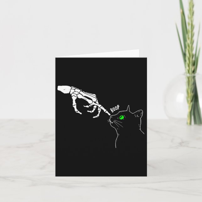 Carte Squelette Halloween drôle sur le nez d'un chat (Devant)