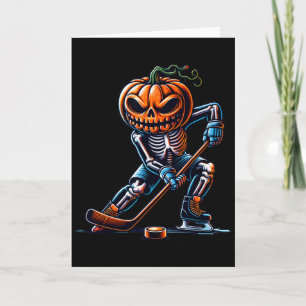 Carte Squelette Hockey sur glace Halloween Citrouille Ho