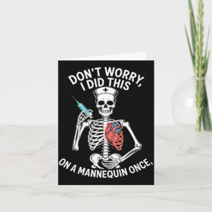 Carte Squelette infirmière drôle mannequin humour médica