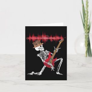 Carte Squelette Jouer Guitare Electrique Drôle Halloween