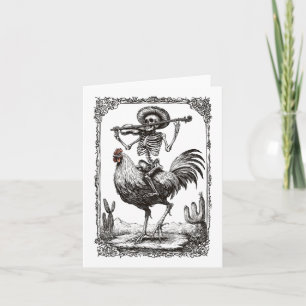 Carte Squelette Mariachi Bynd Coq Mexique Fête Cinco