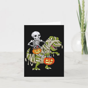 Carte Squelette montant une momie dinosaure T Rex Hallow