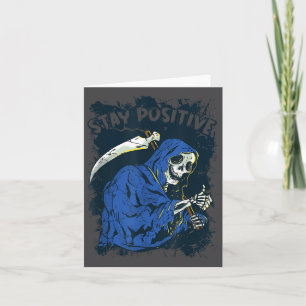 Carte Squelette restez positif Halloween Faucheuse Motiv