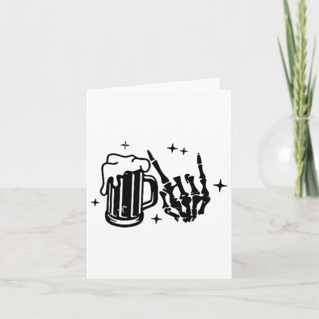 Carte Squelette survivant à la paternité une bière à la  (Devant)