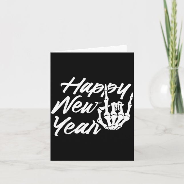 Carte Squelette Vintage Bonne Année Eve  (Devant)