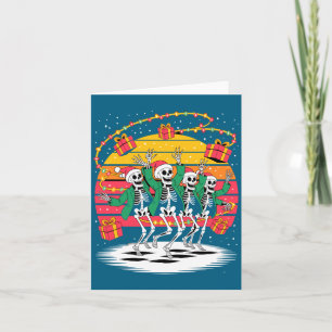 Carte Squelettes dansants avec lumières de Noël chapeaux