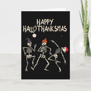 Carte Squelettes de Hallothanksmas Noël Halloween Merci