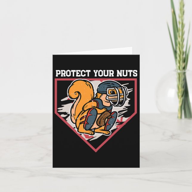 Carte Squirrel Baseball Catcher Protégez vos nuts Garçon (Devant)