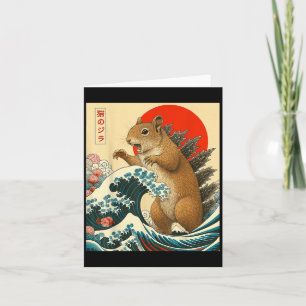 Carte Squirrelzilla Écureuil Art Japonais Cadeau Drôle H