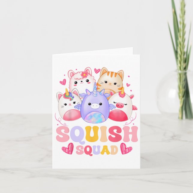 Carte Squish Squad Anniversaire Pour Les Filles Enfants  (Devant)