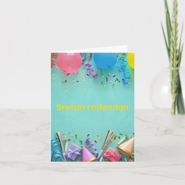 Carte Sretan rođendan, Joyeux anniversaire croate (Devant)