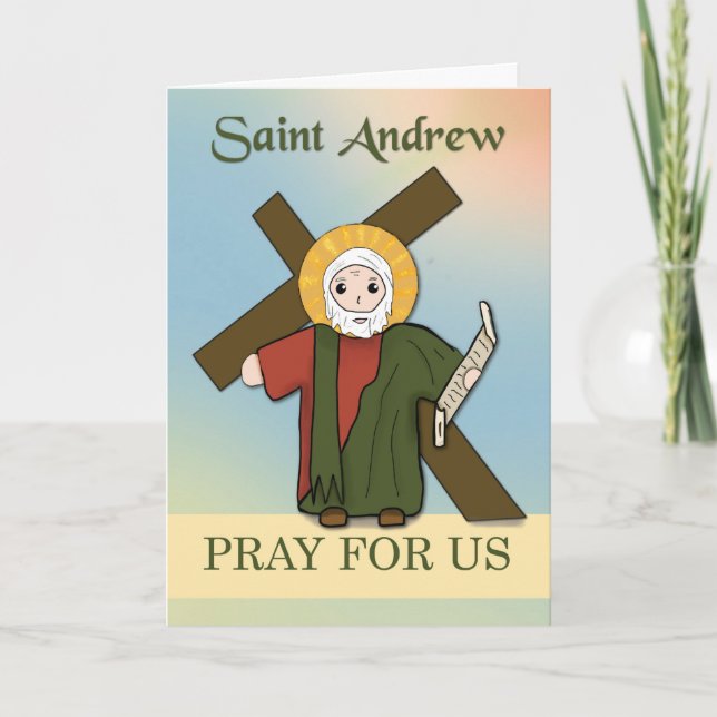 Carte St. Andrew Priez pour nous Simple catholique Saint (Devant)