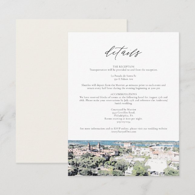 Carte ST AUGUSTINE FL Skyline Détails de destinati (Devant / Derrière)