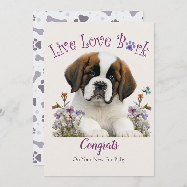Carte St. Bernard Adoption de chien, Jour de la Gotcha (Devant / Derrière)