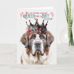 Carte St Bernard Dog Queen pour une journée Anniversaire