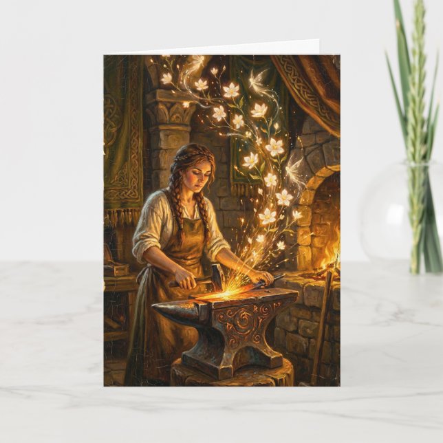 Carte St Brigid Blacksmith Fairies Flowers Fantasy Art (Devant)
