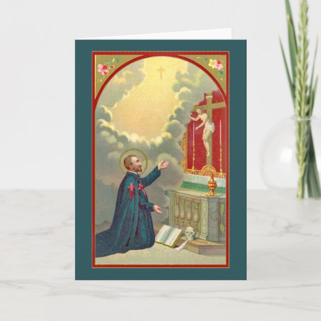 Carte St. Camillus prier avant un crucifix (M 020) (Devant)