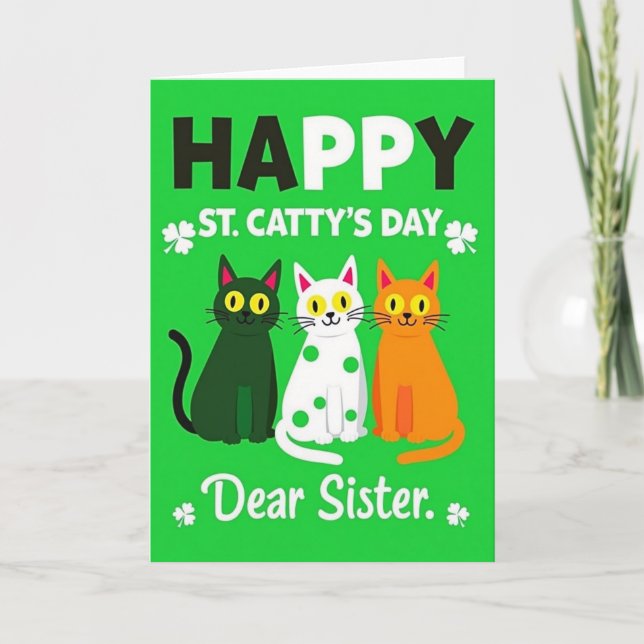 Carte St Cattys Cats Sister Fun Card (Devant)