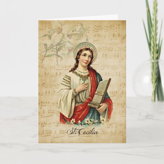 Carte St. Cecilia Patronesse des Musiciens Musique relig (Devant)