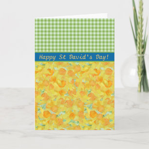 Carte St David's Day, Daffodiles d'or et En vichy