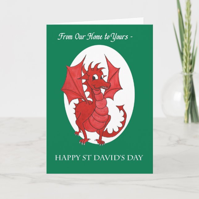 Carte St David's Day, de notre maison : Dragon Rou (Devant)