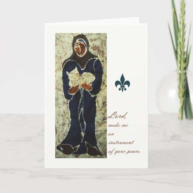 Carte St. Francis Holding a Cat, Saint Card catholique (Devant)
