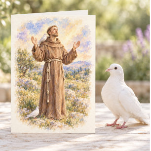 Carte St. François d'Assise Aquarelle Prière de la Paix 