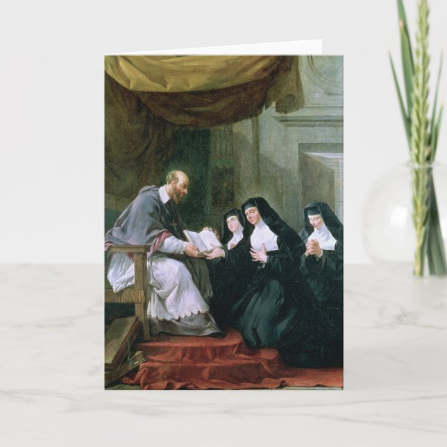 Carte St Francois de Sales Giving la règle (Devant)