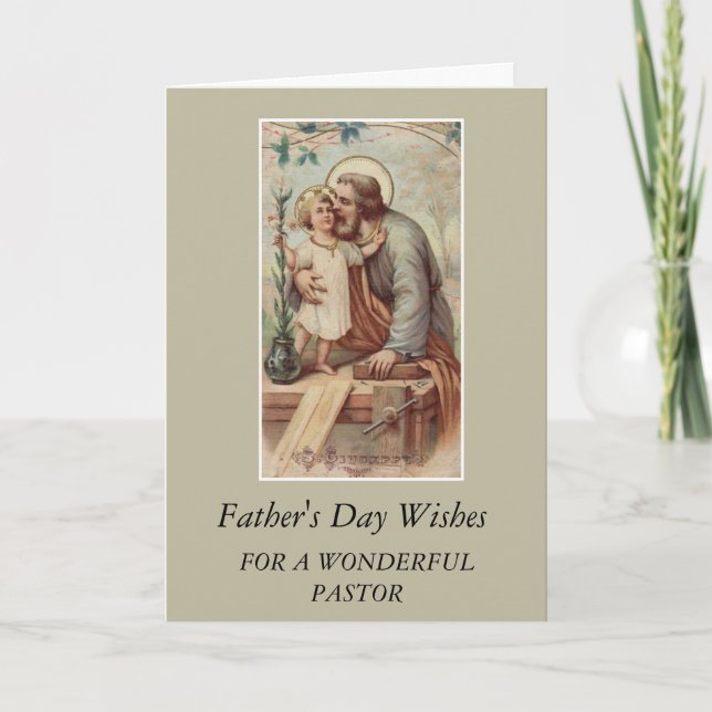 Carte St. Joseph & Enfant Jésus Fête des Pères PASTEUR (Devant)