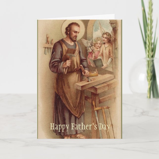 Carte St. Joseph  FÊTE DES PÈRES Anges Outils (Devant)