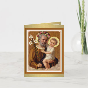 Carte St Joseph Jésus bébé catholique religieux vintage