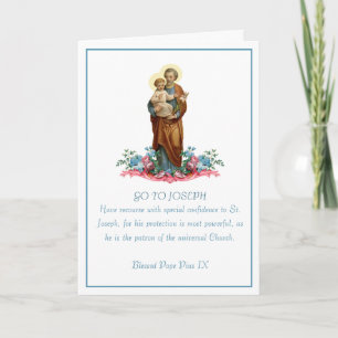Carte St. Joseph & Jésus Prière religieuse florale