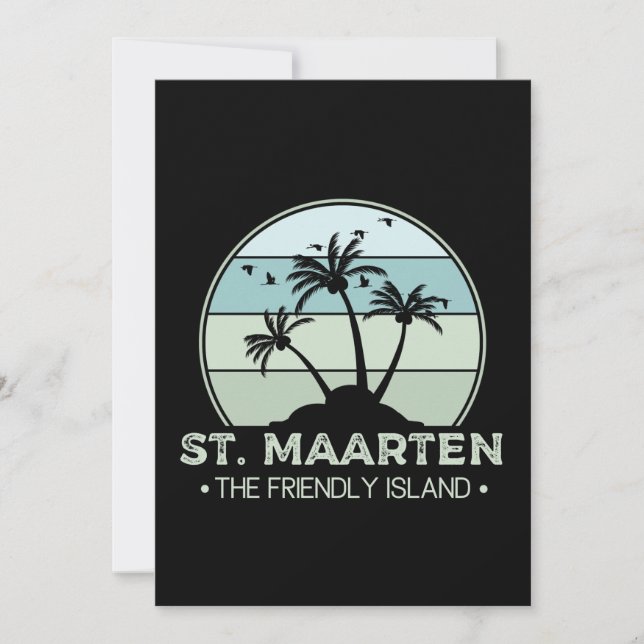 Carte St. Maarten L'île amicale rétro Sint Martin (Devant)