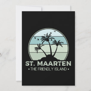 Carte St. Maarten L'île amicale rétro Sint Martin