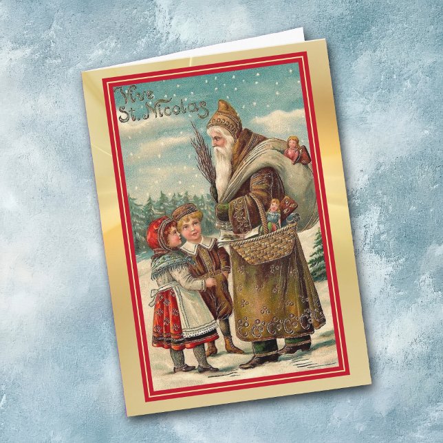 Carte St Nicolas vintage avec Enfants Noël (Créateur téléchargé)