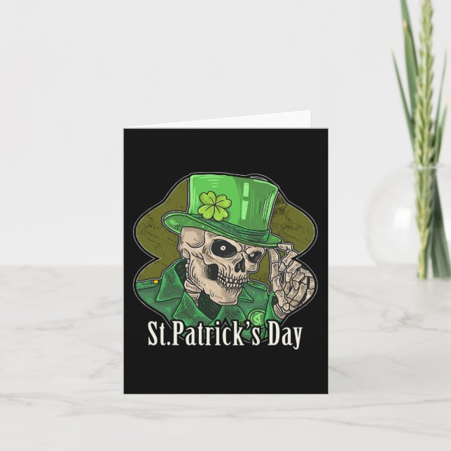 Carte St. Patrick jour squelette trèfle amusant sarcasti (Devant)