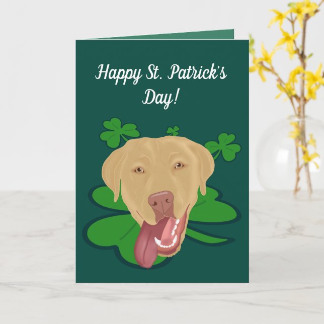 Carte St. Patrick’s Day Dudley Labrador (Fleur jaune)