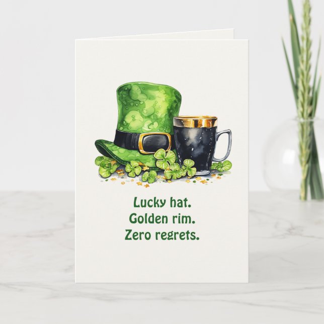 Carte St. Patrick’s Day Leprechaun Hat & Mug Funny Card (Devant)
