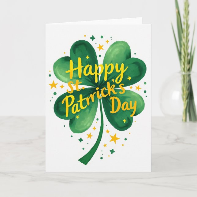 Carte St Patrick Trèfle à Points Verts (Devant)