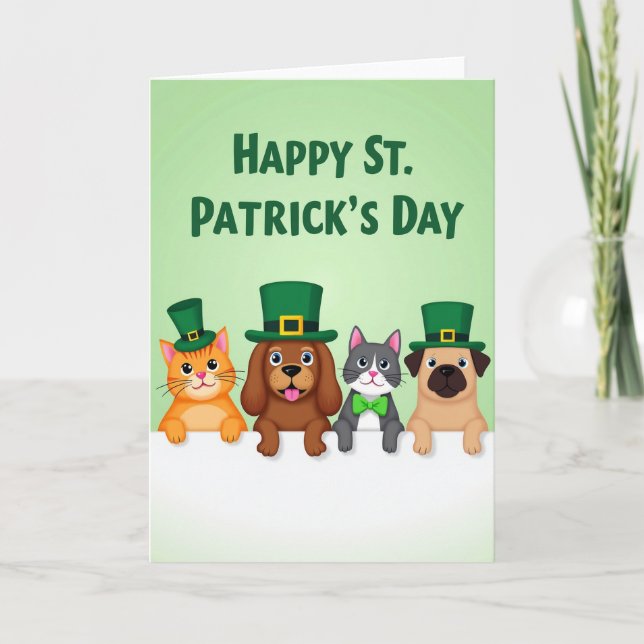 Carte St Patricks Animal Friends Holiday Card (Devant)