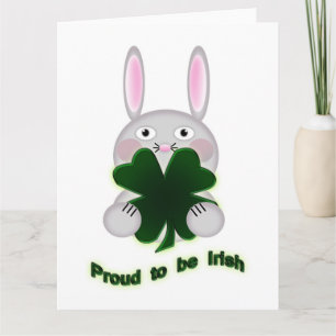 Carte St. Patricks Bunny Fier d'être Shamrock irlandais