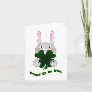 Carte St. Patricks Bunny Fier d'être Shamrock irlandais