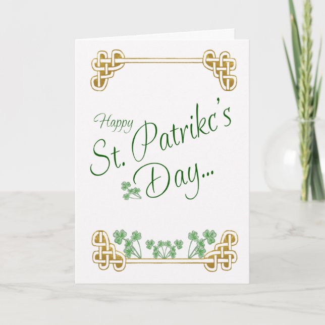 Carte St Patrick's Day avec noeud celtique Shamroc (Devant)