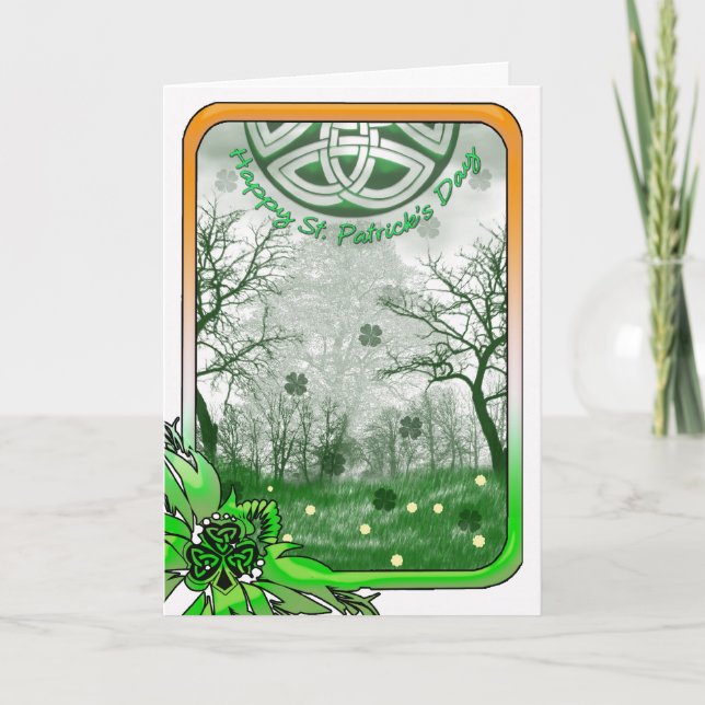 Carte St Patrick's Day avec Shamrock, Paysage (Devant)