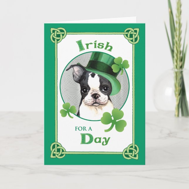Carte St. Patrick's Day Boston Terrier (Devant)