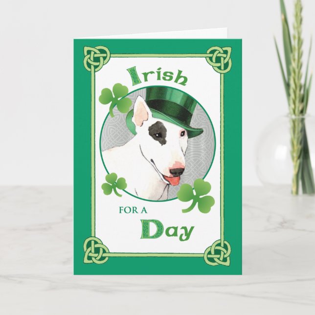 Carte St. Patrick's Day Bull Terrier (Devant)