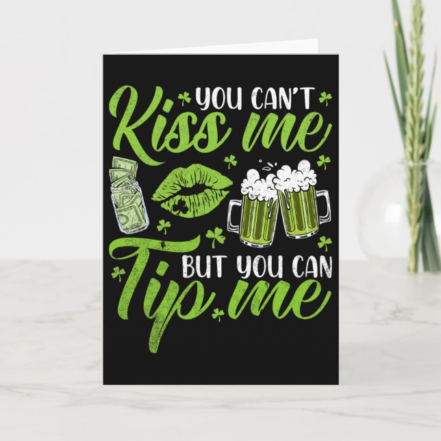 Carte St Patricks Day Chanceux Shamrock Serveuse Rtender (Devant)