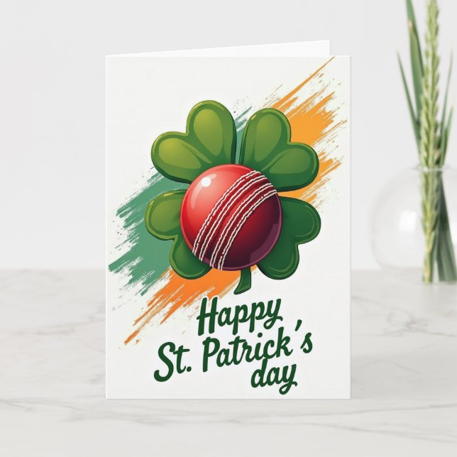 Carte St Patricks Day Cricket Ball Card (Devant)