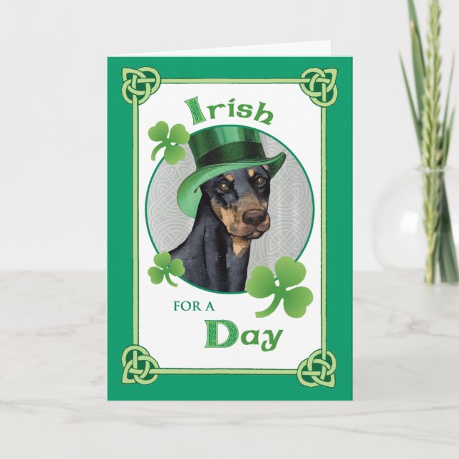 Carte St. Patrick's Day Doberman Pinscher (Devant)