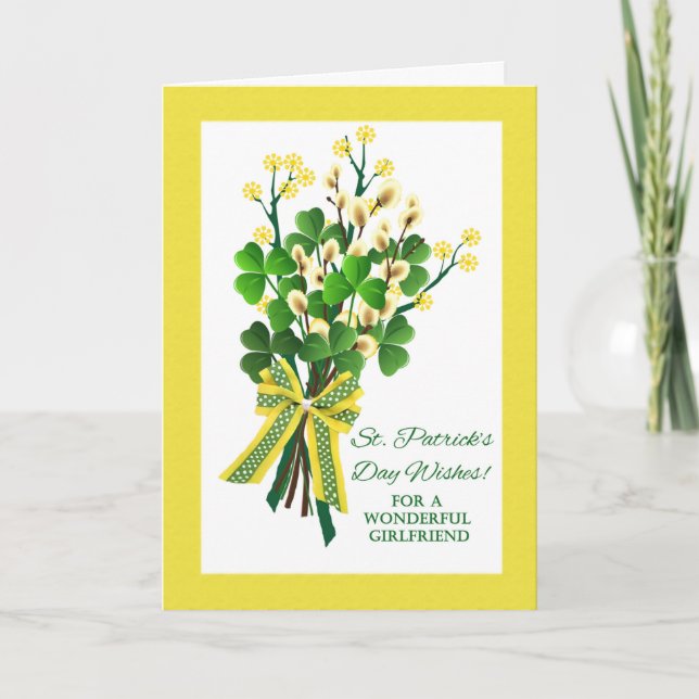Carte St. Patrick's Day for Girlfriend with Shamrock (Devant)